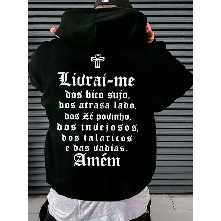 Blusa Moletom Canguru Confortavel Flanelado Banda Cantor Rap Racionais Gueto Frase Livrai me LANÇAMENTO