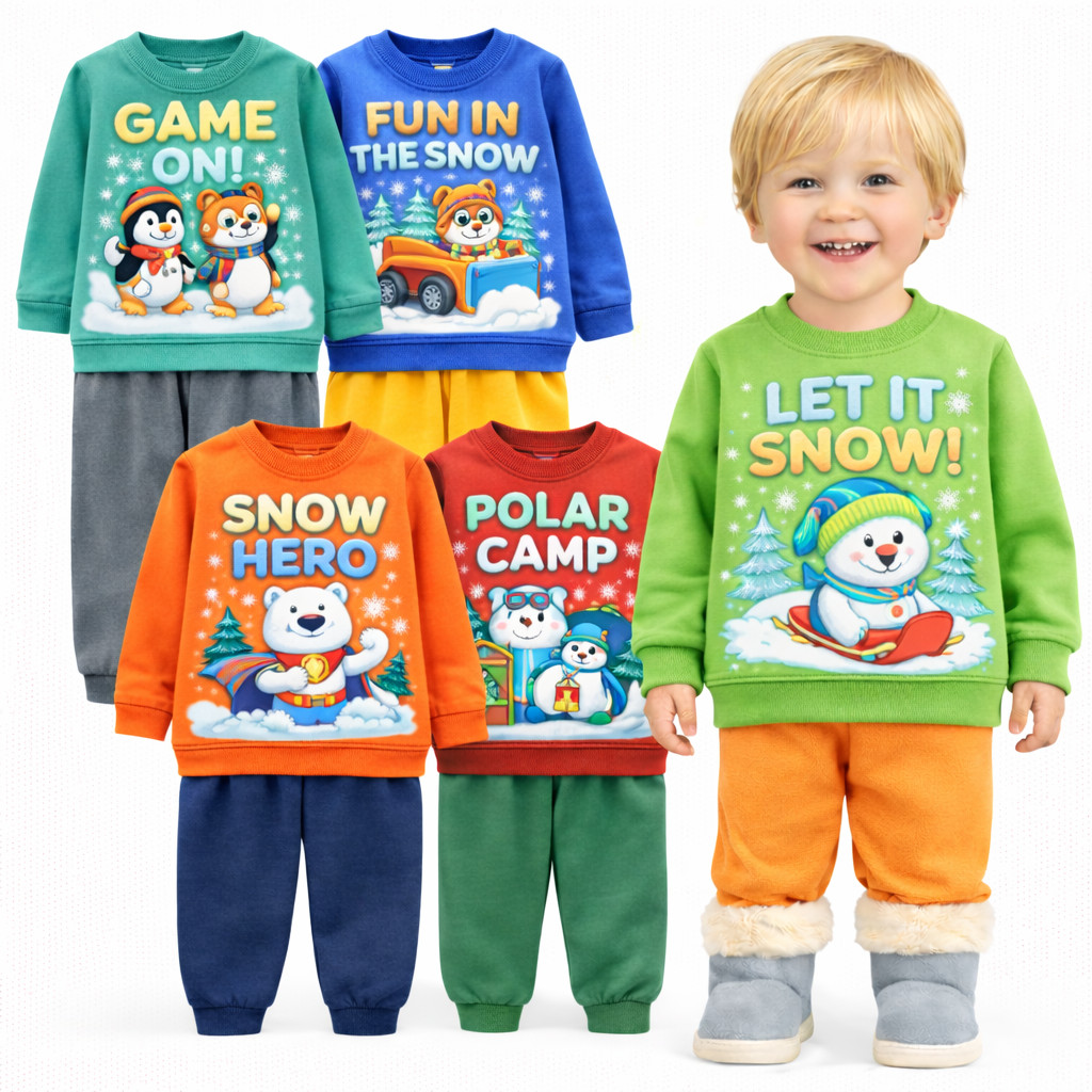 Kit Sortido 2 ou 6 Peças de Moletom Infantil Bebê Menino INVERNO Conjuntos Moletom Infantil Masculino Inverno Flanelado