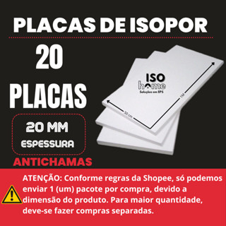 20 Placas Isopor Antichamas com 20 mm (2 cm) de espessura - 100x50 cm em Oferta na Shopee