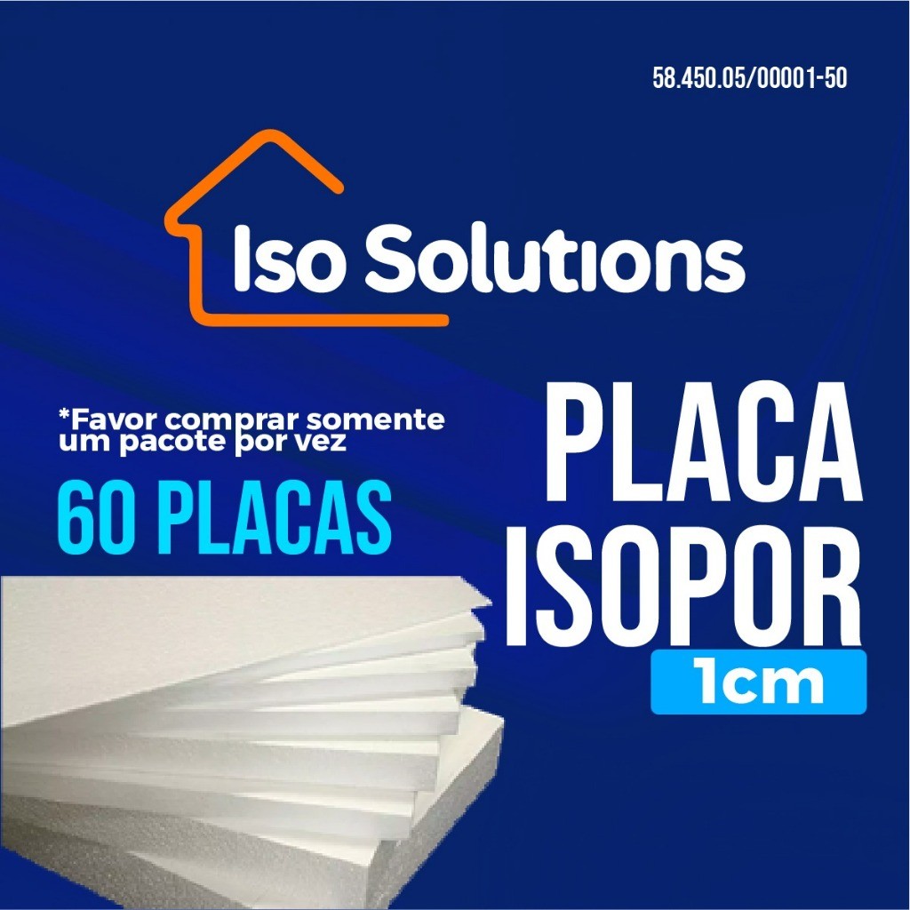 60 PLACAS DE ISOPOR EPS ANTICHAMAS COM 10 MM (1 CM) DE ESPESSURA - 100X50 - PARA FORRO, PAREDE.