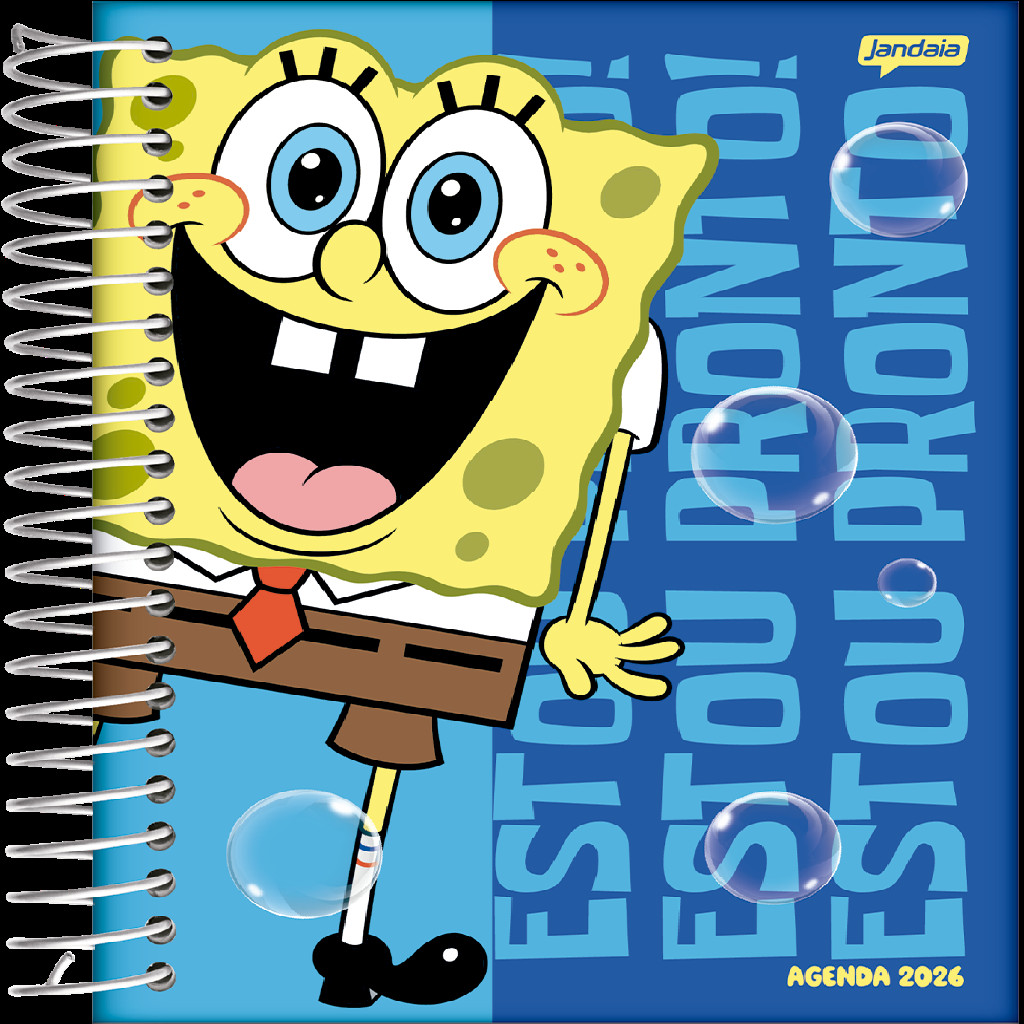 Agenda Diária 2026 133x178mm Bob Esponja – 1 Unidade Sortida