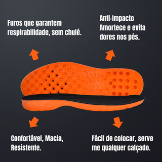 Kit 2 Pares Palmilha Ortopédica em Gel Grossa Anti-Impacto Para Trabalho Pesado Alivia Dores