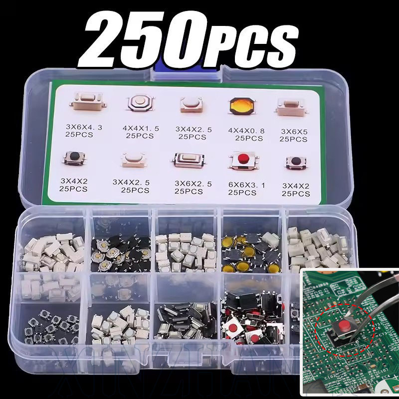 250/100 Unidades Kits De Interruptor De Botão Tátil-10 Modelos De Controle Remoto De Carro-Acessórios De Hardware-Micro