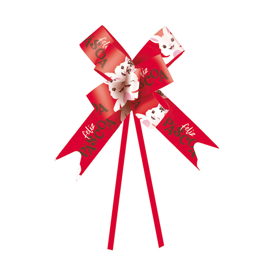 Laço Pronto Páscoa Vermelho 18mm Felicita 10 Unid. Cromus