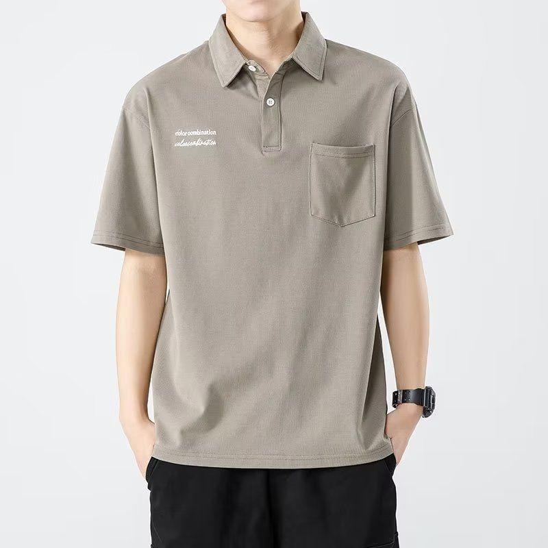 Camisa Polo masculina de manga curta verão Casual solta meia manga camiseta masculina na moda Street Wear ins camiseta/2