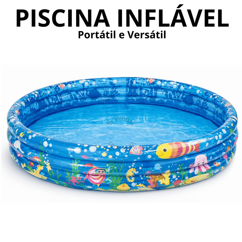Piscina Inflável Infantil Transparente 3 Anéis Fundo do Mar para Bebês e Crianças 100, 180 e 253L em Oferta na Shopee