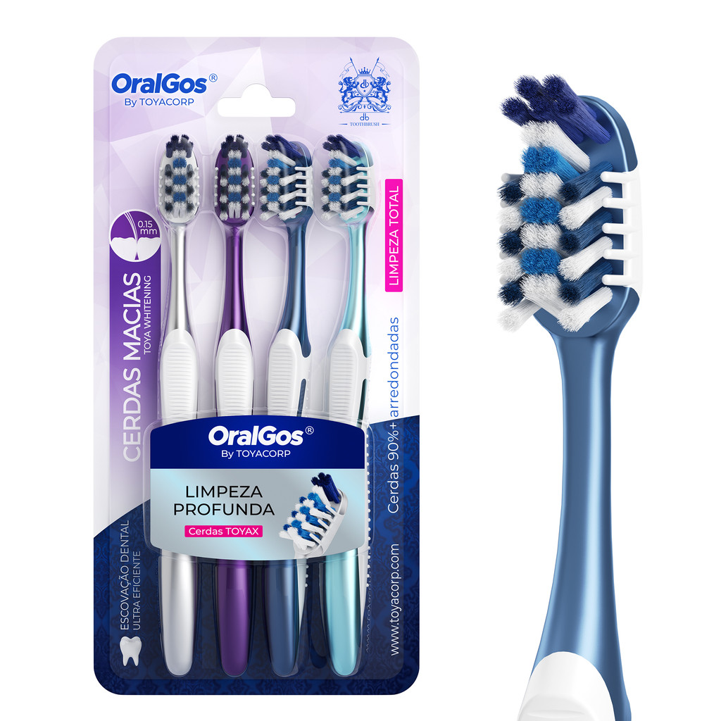 OralGos Escova Dental Ultrafina,Cerdas Ultramacias para Boca Sensível,Cabo Curvo Ergonômico