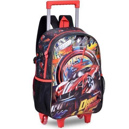 Kit Mochila Carro Fast Machine Escolar Rodinha Tam G 2 em 1 - Clio