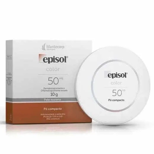 Protetor Solar Episol Color FPS50 Pó Compacto Pele Morena 10g