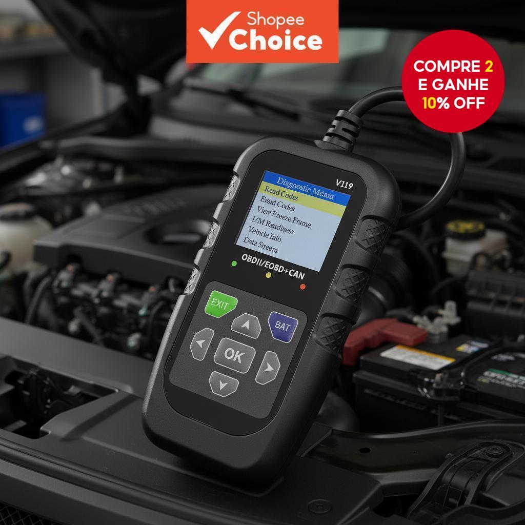 Ferramenta de diagnóstico automotivo OBD2, leitor de mensagens de falha do motor, testador de tensão da bateria do
