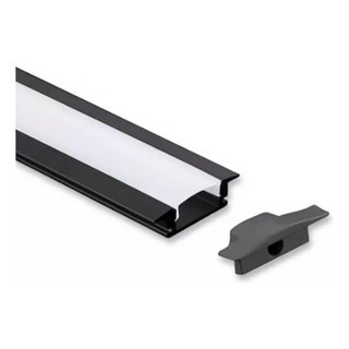 Perfil de Alumínio 1m para Fita LED Embutir Modelo 2010 Branco ou Preto