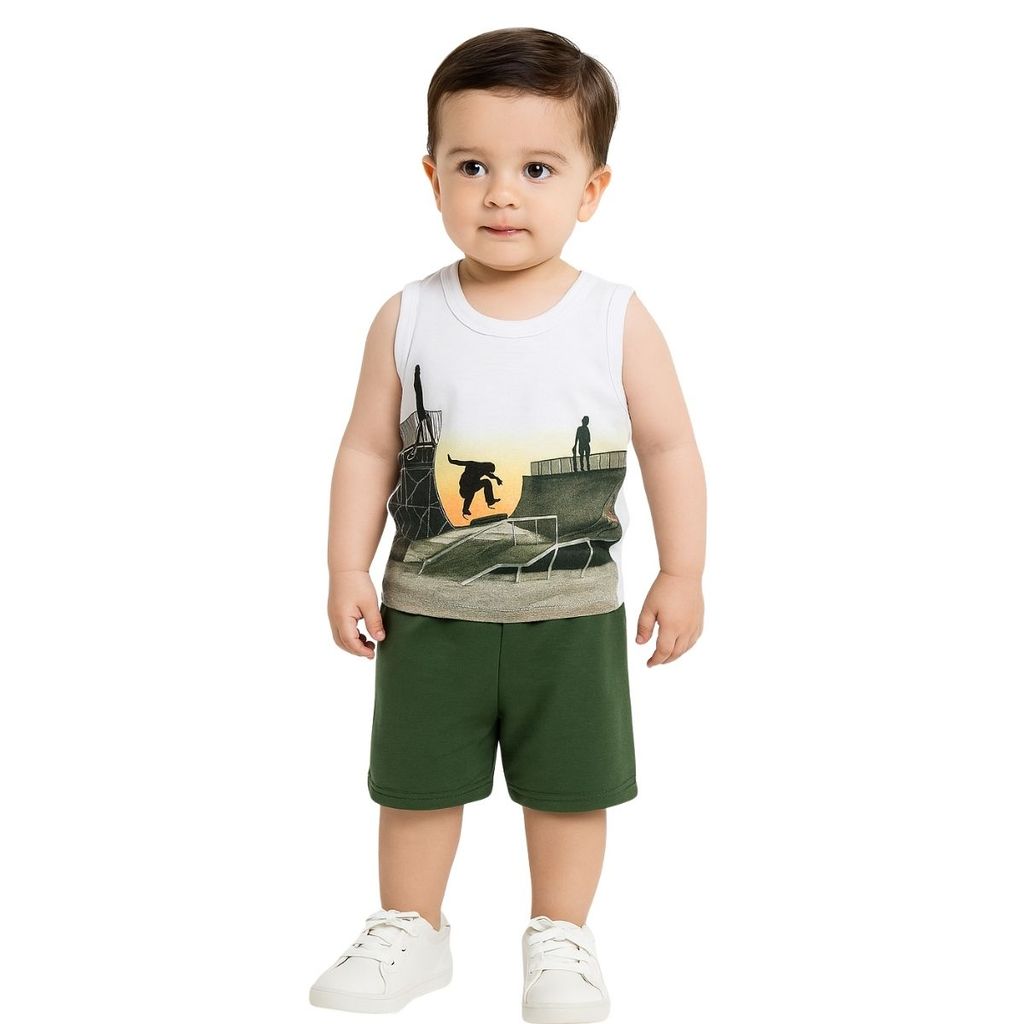 Conjunto Infantil Menino Regata Bermuda Moletom KYLY 1001077