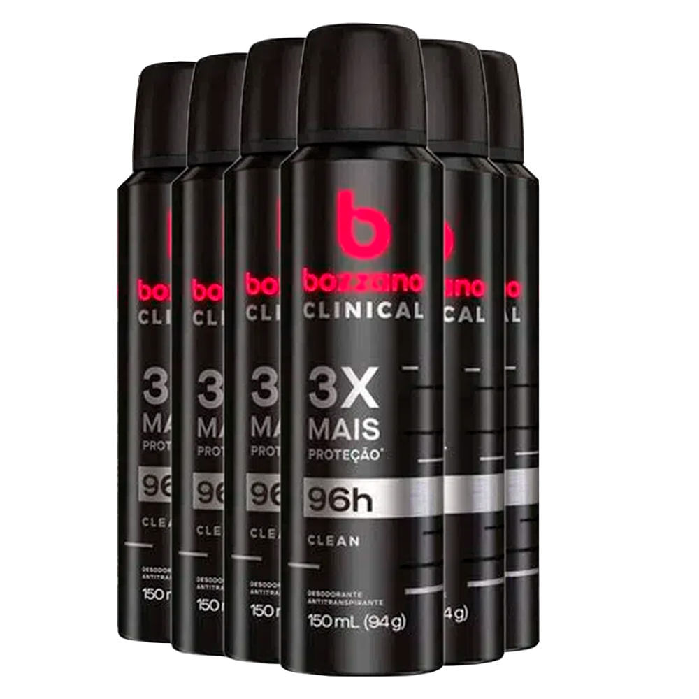 Kit Desodorante Aerosol Bozzano Clinical Clean 150ml 6 Unidades