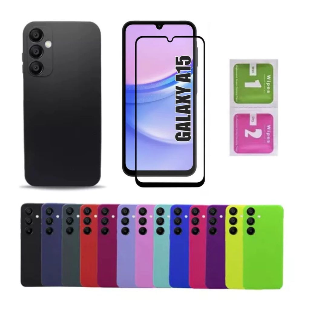 Kit Para Samsung A15 - Película 3d + Capa Aveludada Colorida em Oferta na Shopee