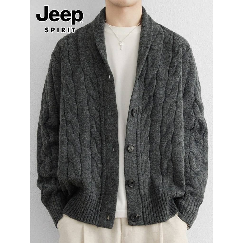 Jeep torção Cardigan camisola masculina primavera outono novo estilo Street Wear Retro negócios Casual quente jaqueta de