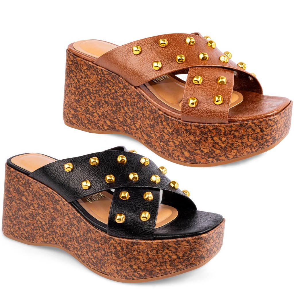 Tamanco Vizzano Feminino Sandália Anabela Original Plataforma 6559-102 em Oferta na Shopee