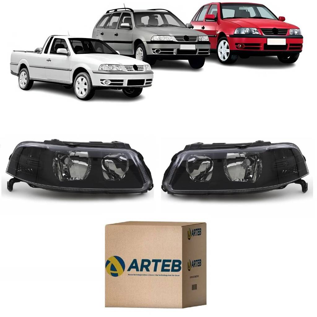 Par Farol Gol Parati Saveiro G3 Mascara Negra Foco Duplo em Oferta na Shopee