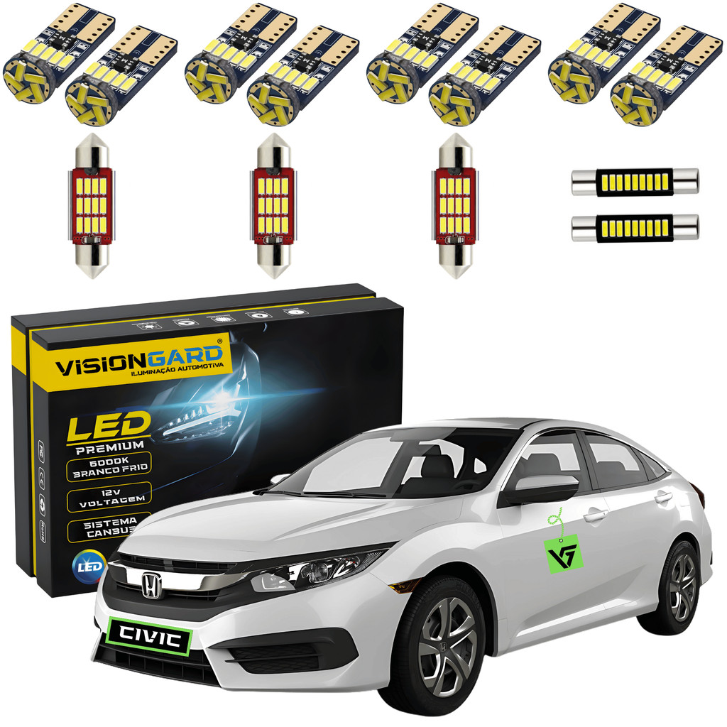 Kit Lâmpada Led T10/Torpedo Honda New Civic 2017/2019 Canbus