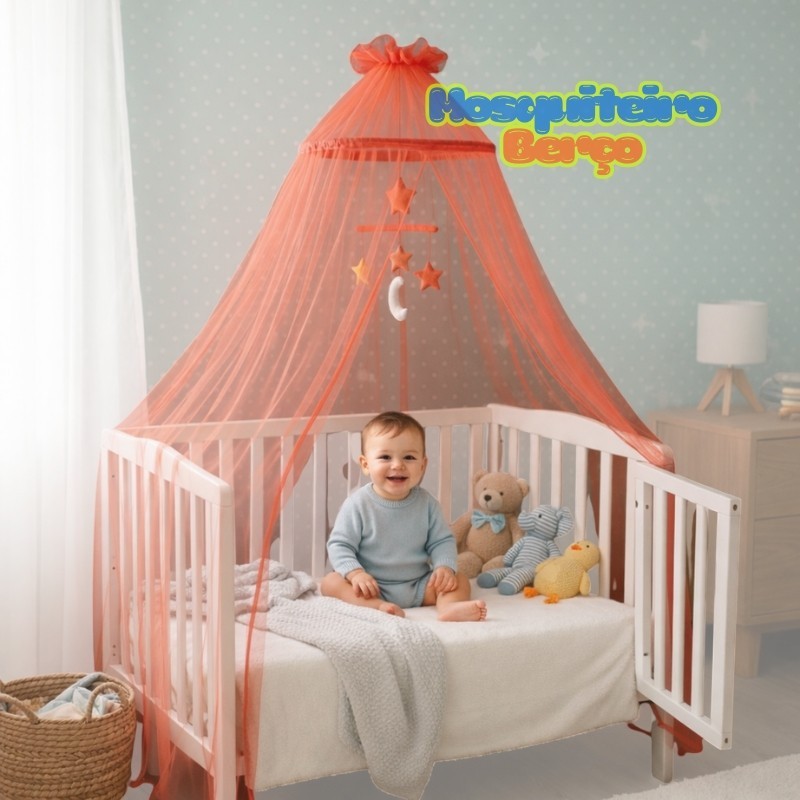 mosquiteiro de berço bebê com abertura lateral 2,70m x 9,00m cobre todo o berço em Oferta na Shopee