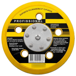 Disco Suporte De Borracha 5Pol. Com Velcro Para Lixadeira 5 Furos Profissional