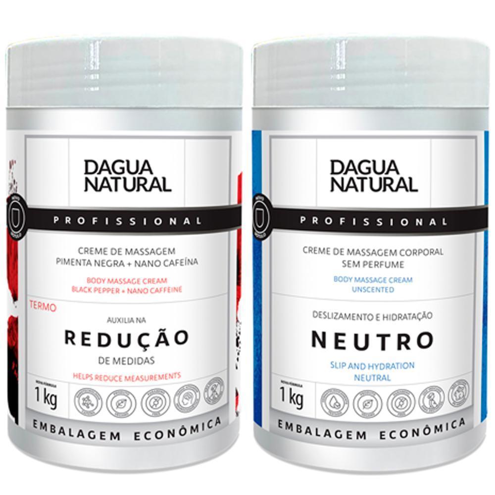 Kit Creme de Massagem Dagua Natural Pimenta Negra 1kg Redução + Neutro 1kg Hidratação