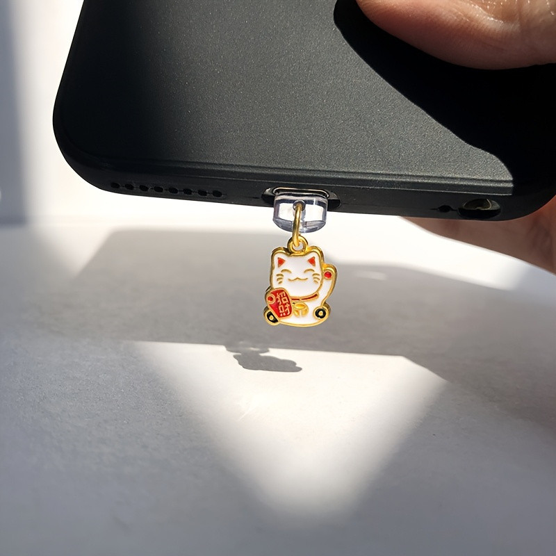 1 Pçs Mini Gato Sorte Telefone Móvel Poeira Plug Decoração Evitar Pingente Para iPhone/Tipo-C/Android