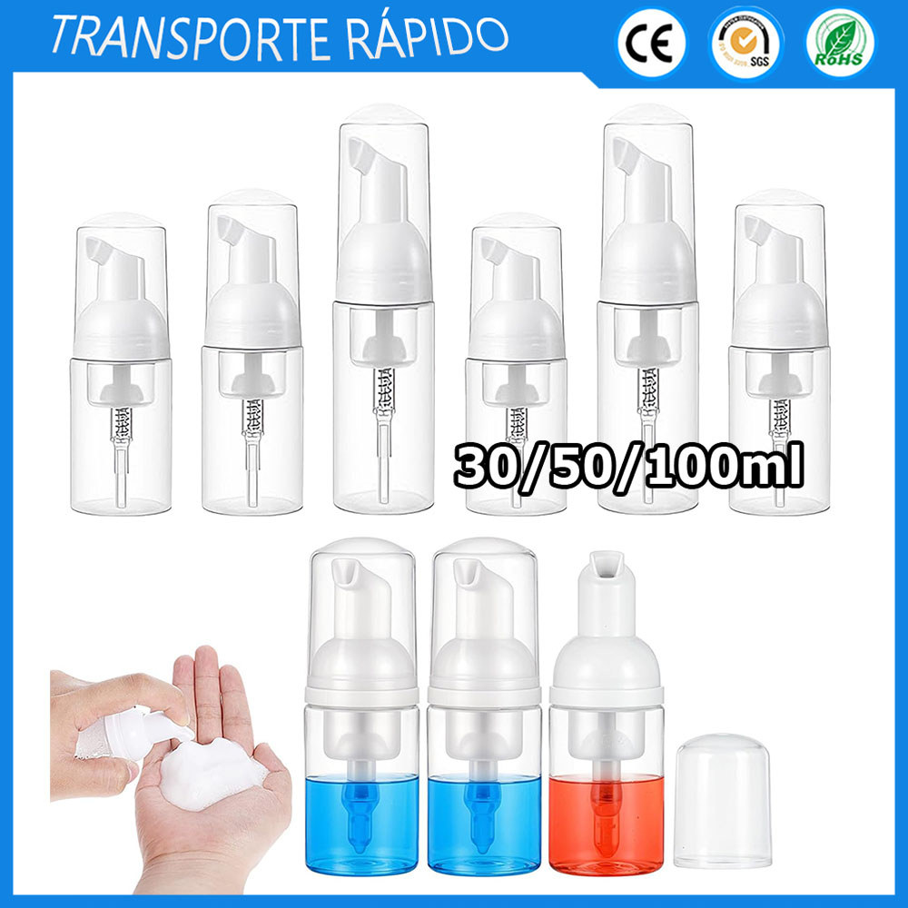 Kit 5 Frasco vazio para sabonete de viagem frasco dispensador de espuma de plástico mini frasco para espuma