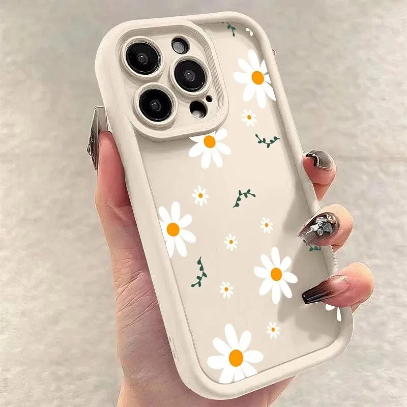 Capinha Capa Flor Margarida Samsung A55 A54 A35 A34 A15 A14 S24 S23 FE Ultra Plus A05 M34 Anti-impacto Silicone