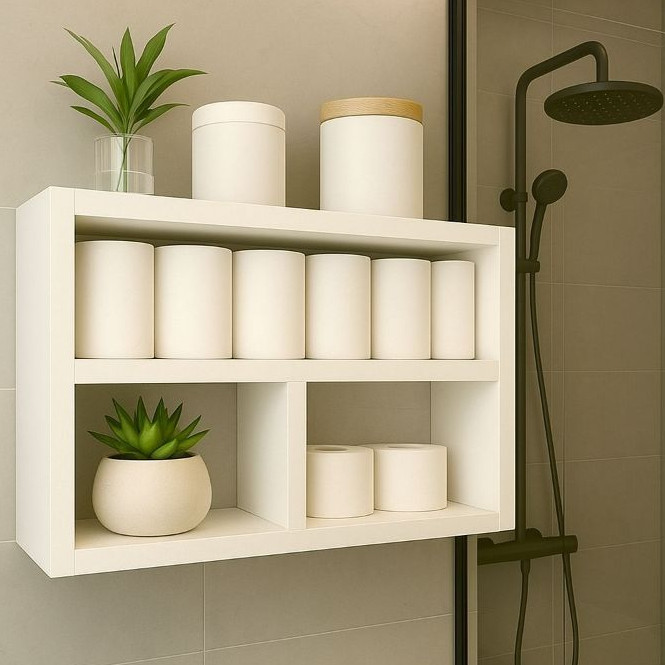 Nicho com Prateleira de MDF Branco para Decoração Banheiro e Organização em Oferta na Shopee