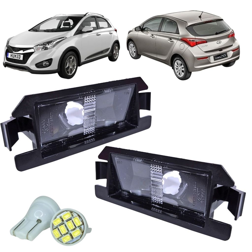 LANTERNA LUZ DE PLACA TRASEIRA PAR HYUNDAI HB20X ESQUERDO DIREITO COM LAMPADA LED SEM SOQUETE