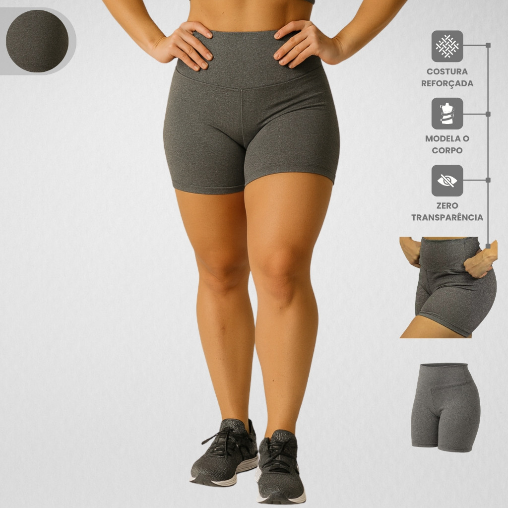 Short Curto Suplex Feminino Confortável Roupa Academia Fitness Básico Zero Transparência