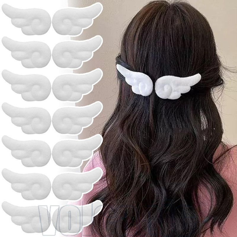 4/2 Unidades Y2K Angel Wings Plush Hairpin-Fixação De Franja De Cabelo-Traceless-Side Bang Duckbill Clip-Ferramenta De E