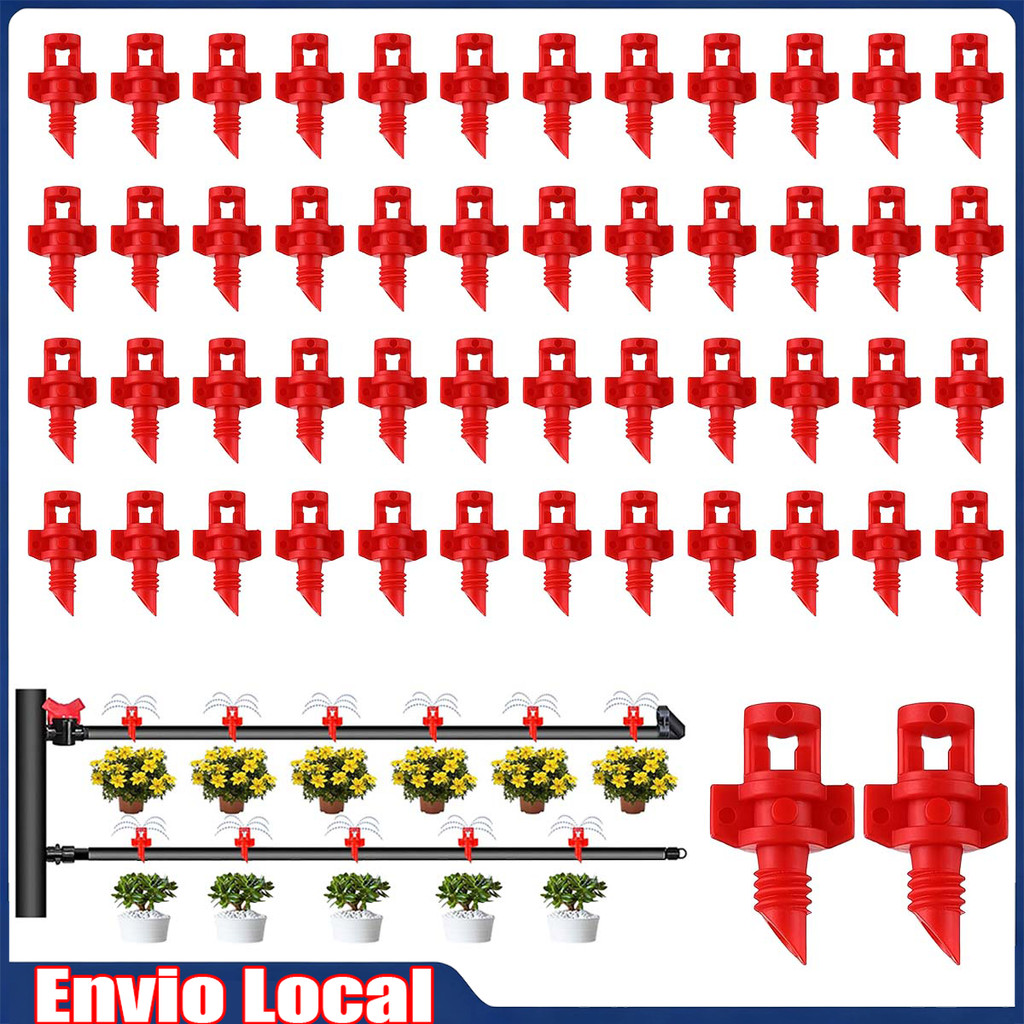50 kits de irrigação por micro-pulverização, vermelho 360° aspersores refratários, utilizados em jardins e hortas
