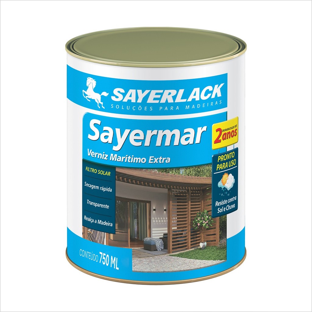 Verniz Premium Marítimo Natural 750ML Sayermar Madeira Com Filtro Solar