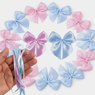 Kit Laço Chá Revelação de Cetim 20/40/100 UNID. Azul +Rosa - nº5 - 5 cm COM FITA PARA AMARRAR em Oferta na Shopee