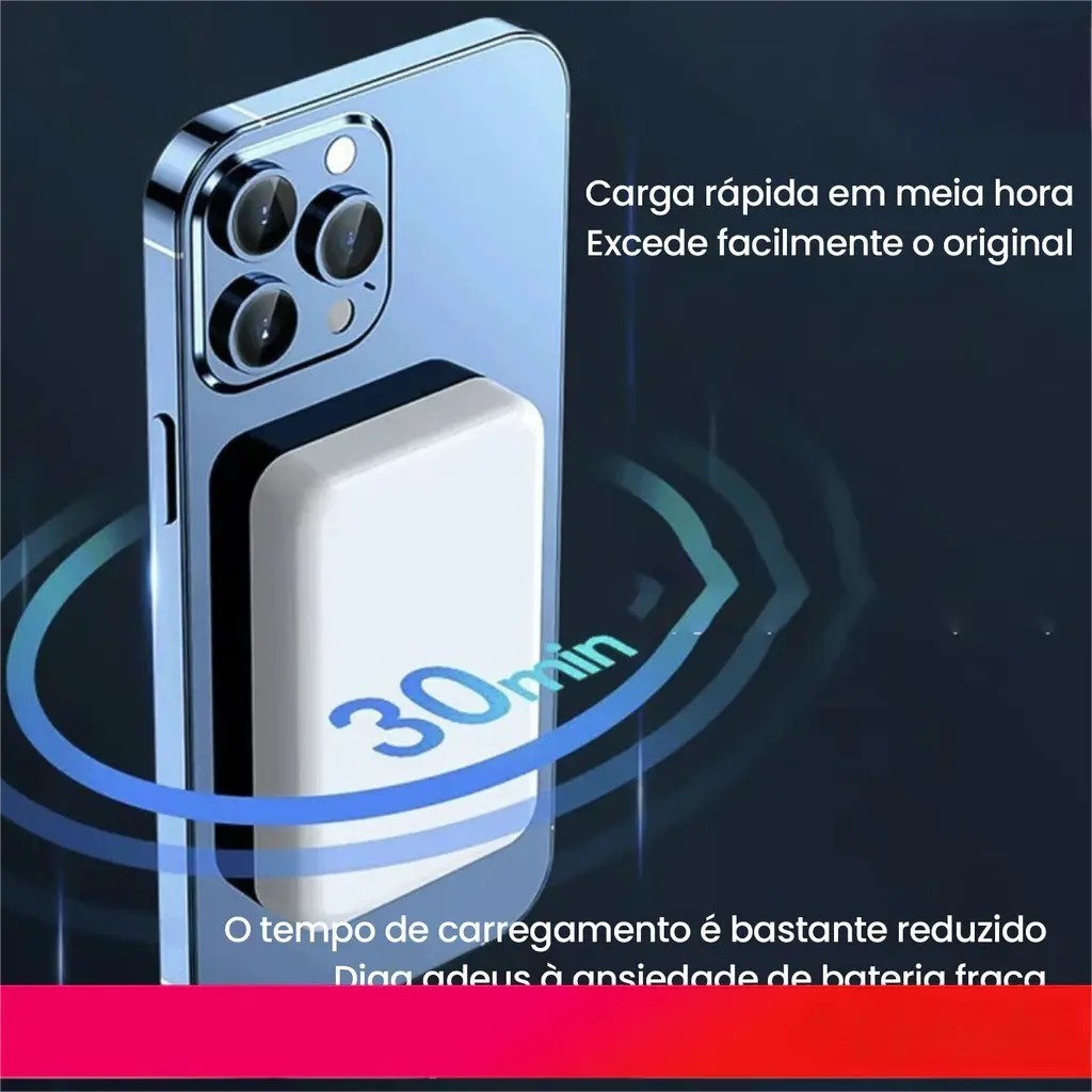 Carregador Portátil Indução para iPhone/Android Magsafe Apple Sem fio Bateria Carga 5000/10000mAh