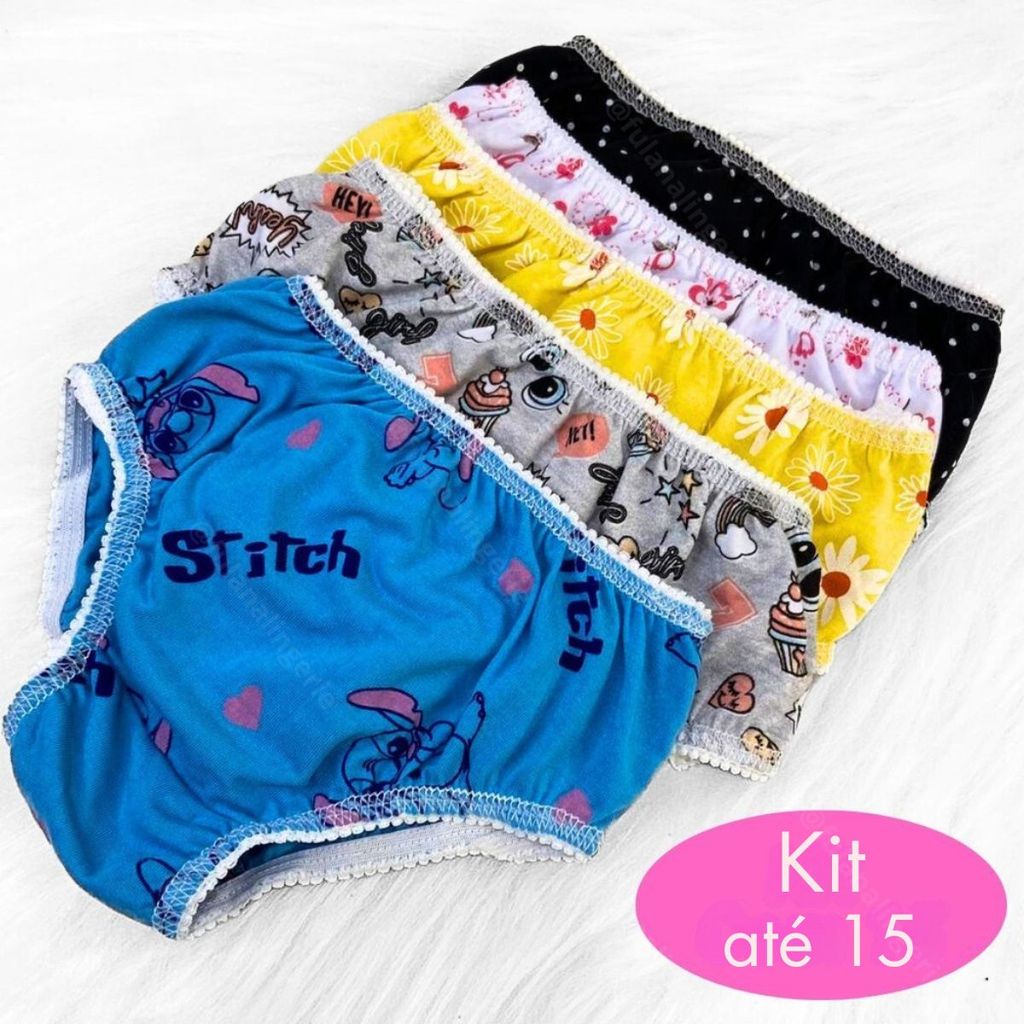 Kit Calcinha Infantil Feminina Dia a Dia Muito Confortável - Valentina em Oferta na Shopee