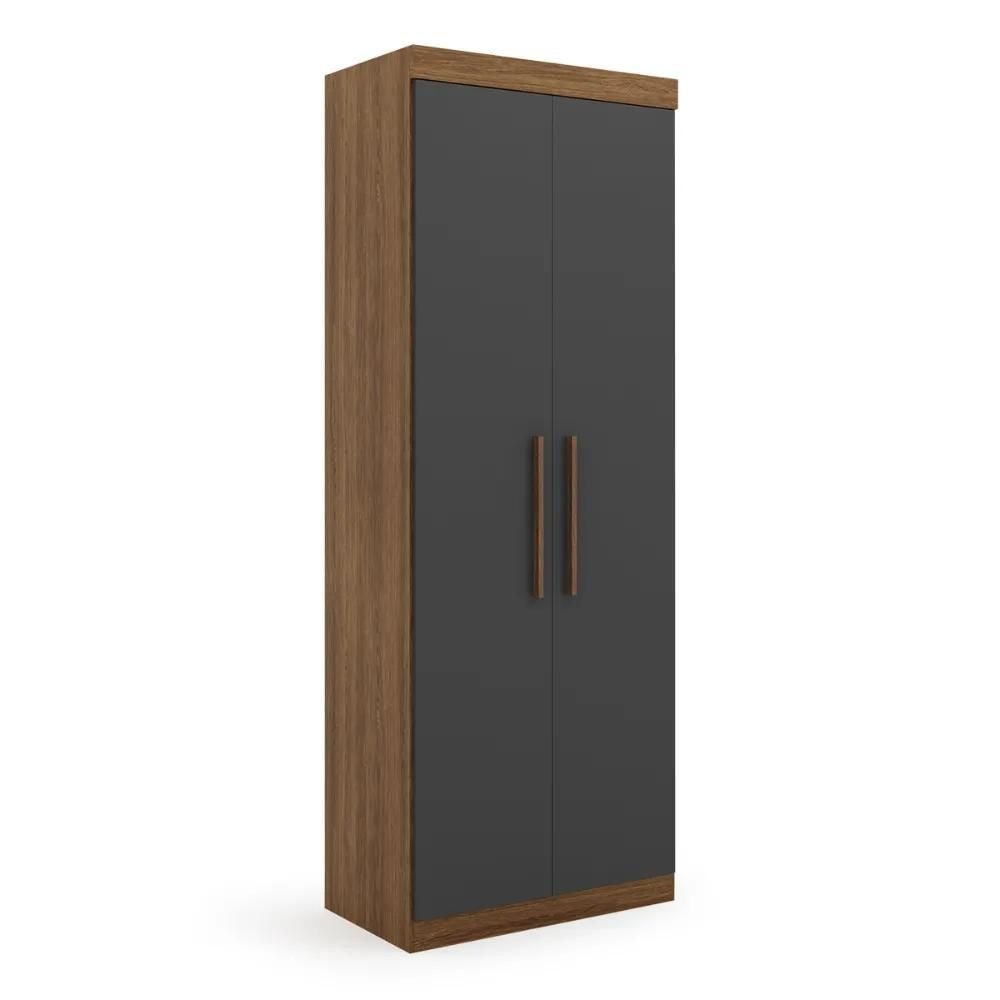 Guarda Roupa Modular 2 Portas 2 Gavetas Gênova Plus  Ipê Wood/Grafite em Oferta na Shopee