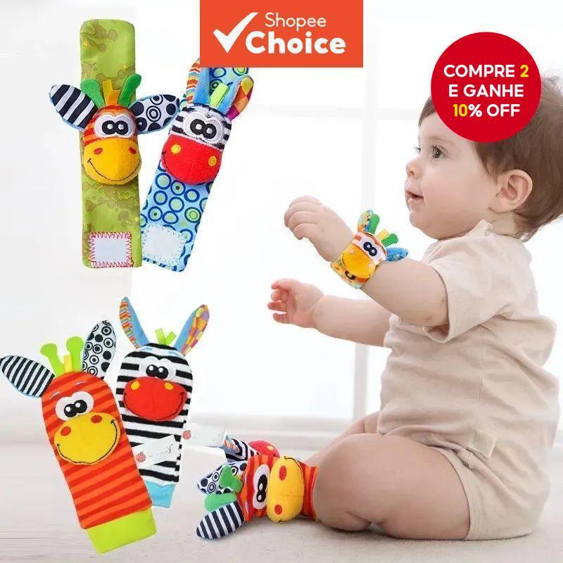 Chocalhos para Bebês de 0 a 12 Meses - Meias com Alça de Pulso + Chocalho para Pés de Bebê - Brinquedos para Bugigangas em Oferta na Shopee