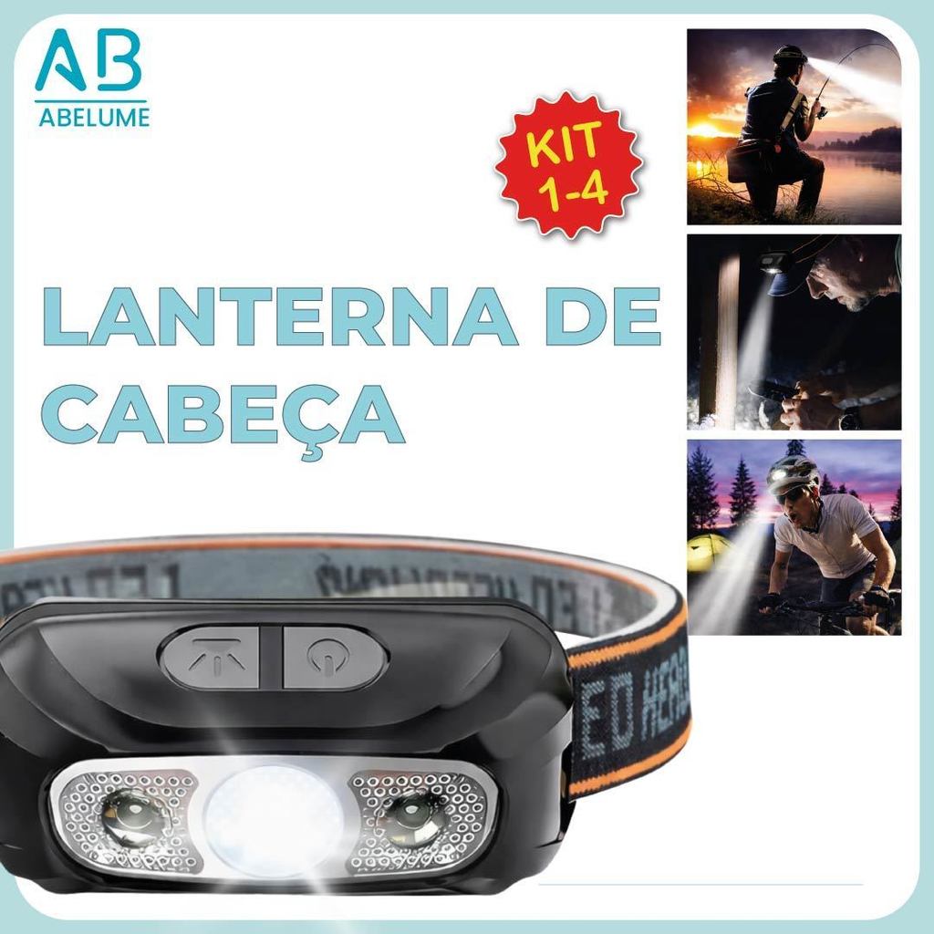 Imagem Lanterna de Cabeça Led Alta Potência com vidro óptico carregador USB Bivolt