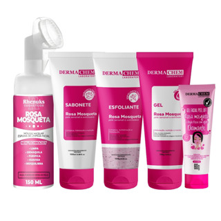Kit Skincare Rosa Mosqueta Hidratação Limpeza Pele Dermachem em Oferta na Shopee