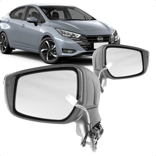 Retrovisor Versa 2020 A 2025 Eletrico Com Pisca Capa Preta