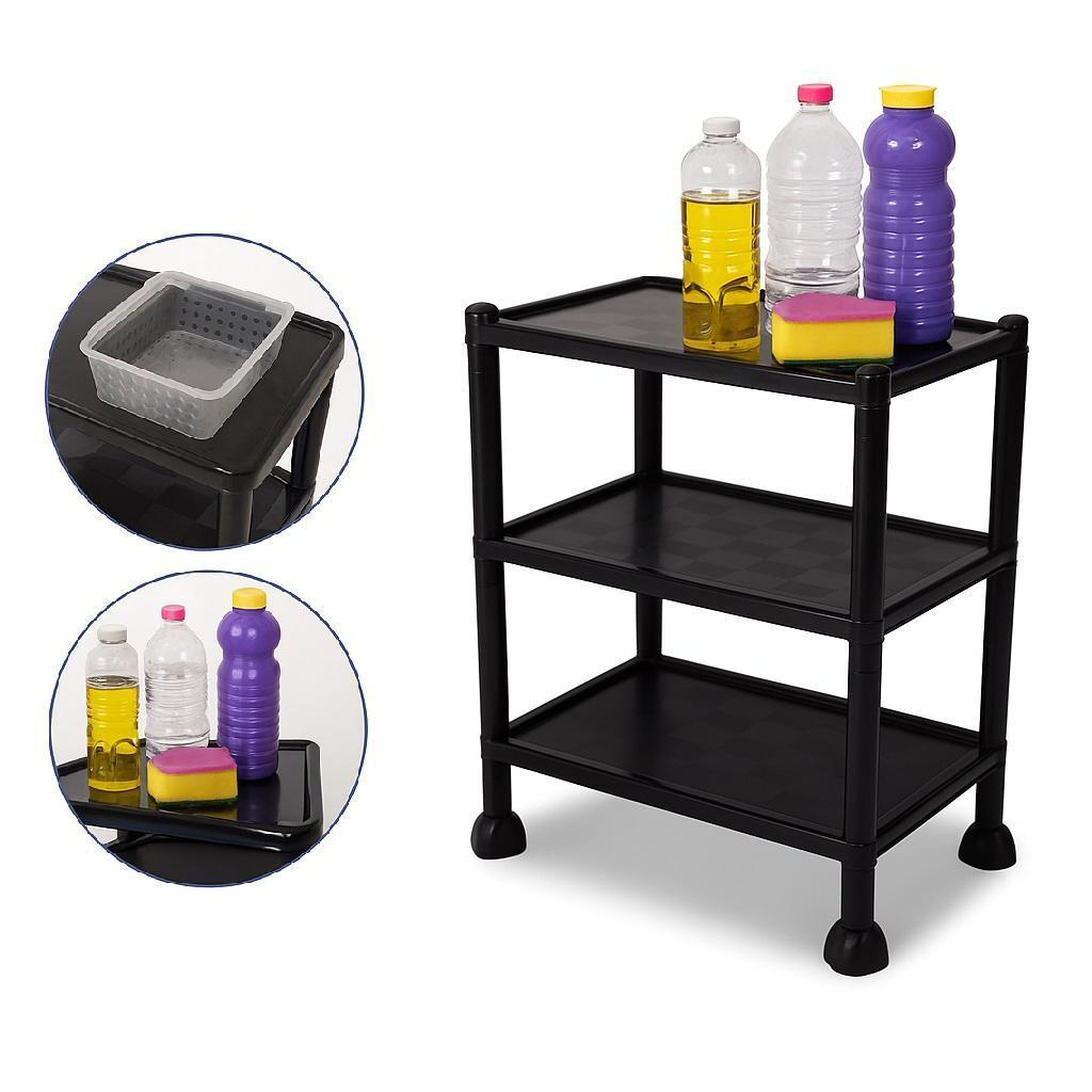 Organizador Modular Estante 3 Prateleira Multiuso Cozinha Lavanderia Banheiro Rack Porta Obejtos Brinquedos Portatil