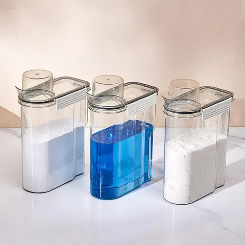 Dispenser Transparente Tampa Hermética Dosador Recipiente Pote Detergente Organização Vasilha Frasco