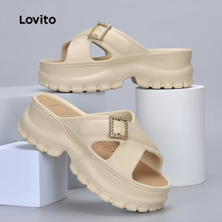 Lovito Sandálias Rasteiras Casuais para Mulheres LFA109070 em Oferta na Shopee