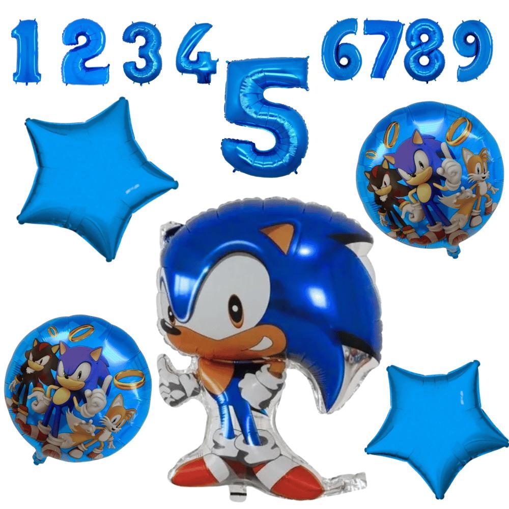 Kit Balões Festa Sonic Aniversário com Balão Número Idade Decoração Tema Completo Infantil