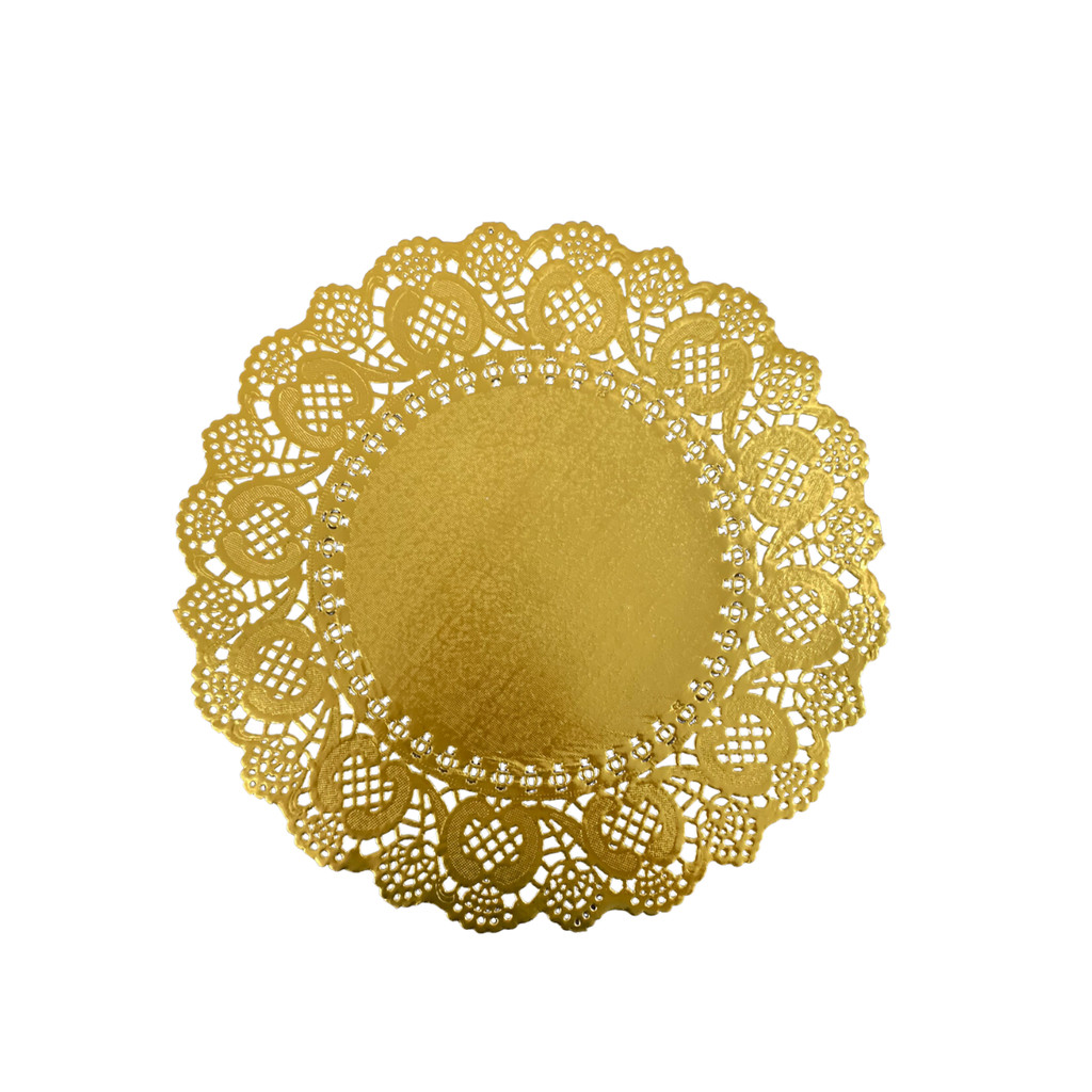Doilies toalha de papel rendado  Redondo 34,5cm Dourado 52un em Oferta na Shopee