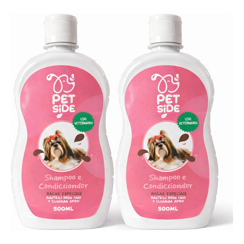 Kit 2 Shampoo & Condicionador P/ Cães Shitzu Lhasa Apso Maltês - Envio Imediato