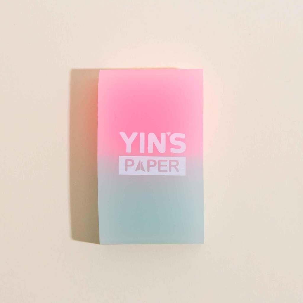 Borracha Escolar Duo Degradê Verde E Rosa - Yin's Paper  -