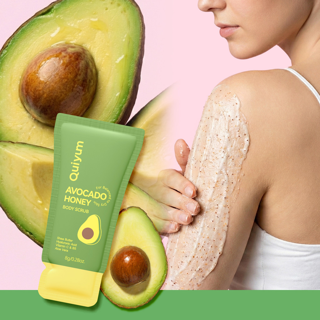 QUIYUM Esfoliante Corporal Com Mel De Abacate 8g – Esfoliação Suave , Hidratação Profunda , Pele E Brilhante Para Equili